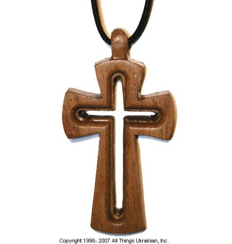 Ukrainian Hand Carved Carpathian Wood Cross # CROSS100 