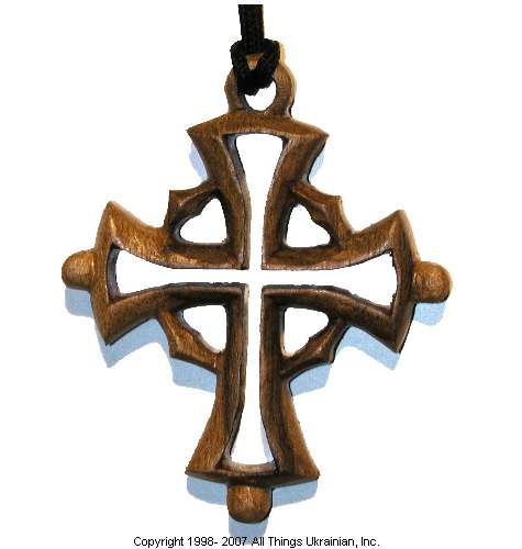 Ukrainian Hand Carved Carpathian Wood Cross # CROSS102A 