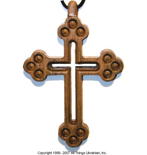 Ukrainian Hand Carved Carpathian Wood Cross # CROSS103 
